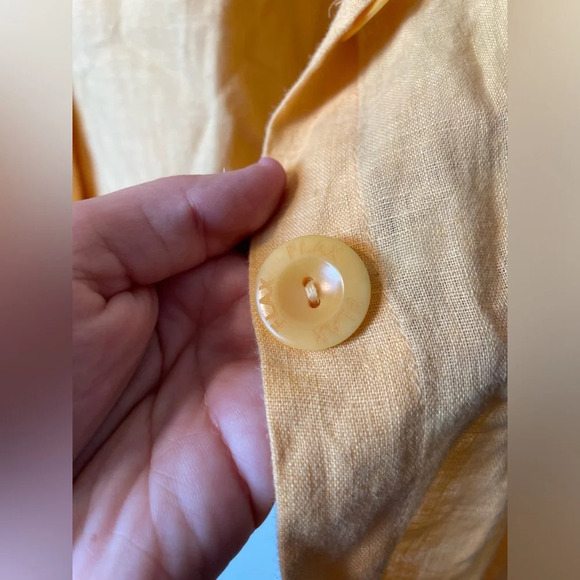Rare FLAX|| Linen Canary Yellow Set. Short sleeve shirt and Jacket w/buttons  Sm - Picture 9 of 10
